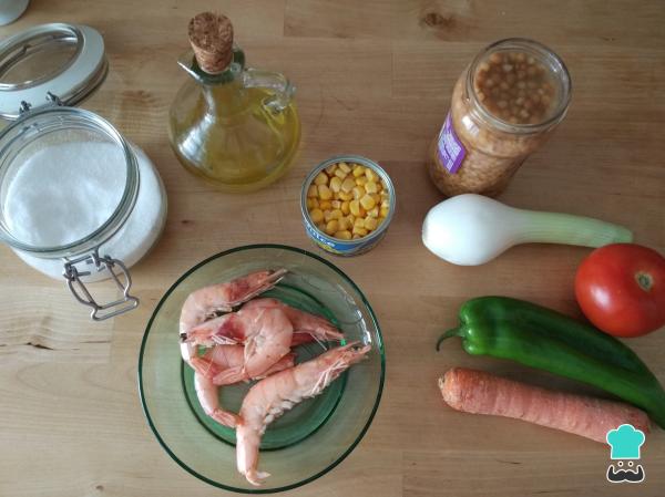 Salade de lentilles aux crevettes Recette - Étape 1