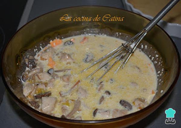 Recette de quiche au poulet, aux champignons et au fromage - Étape 4