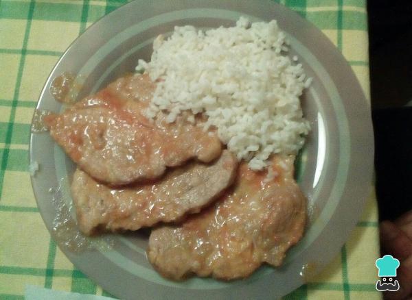 Recette Longe de porc à la tomate et au riz