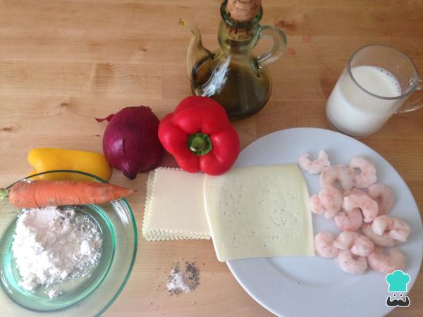 Recette Cannellonis aux légumes et crevettes - Étape 1