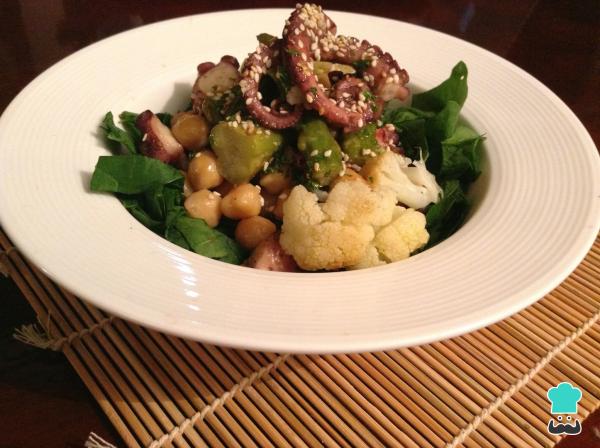 Salade de pois chiches avec recette de poulpe - Étape 10