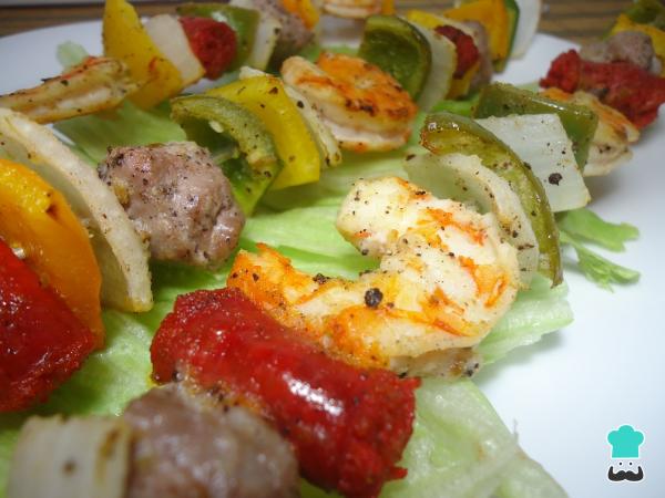 Recette de brochettes de bavette et de crevettes