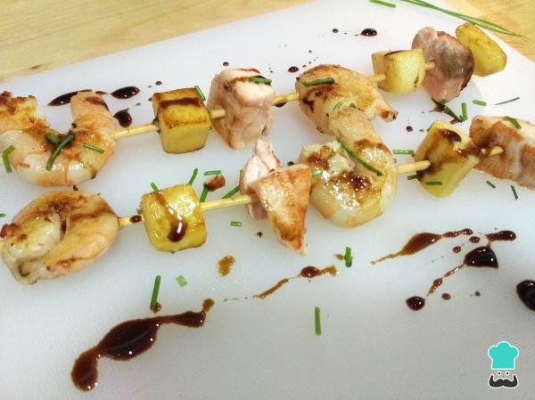 recette Brochettes de saumon et crevettes