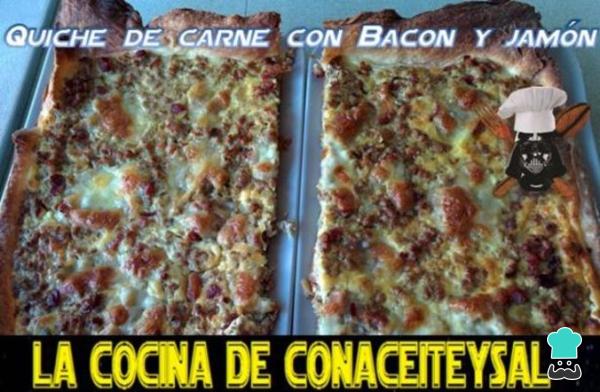 Recette de quiche à la viande, bacon et jambon