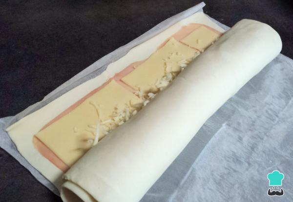 Recette de pâte feuilletée farcie au jambon et fromage - Étape 4