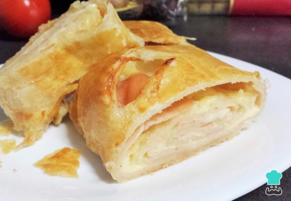 Recette de pâte feuilletée farcie au jambon et au fromage