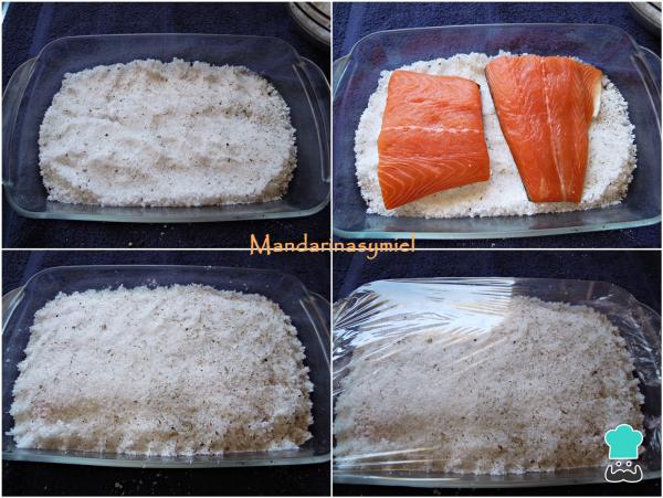 Recette du Saumon mariné au sel et au sucre étape par étape - Étape 4