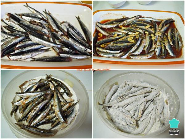 Recette d'anchois frits marinés - Étape 2
