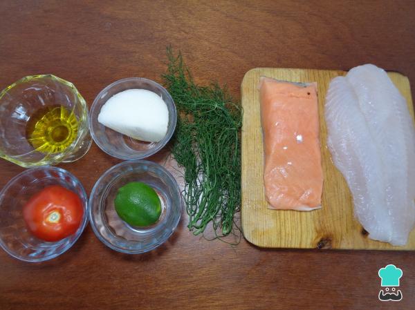 Recette de Carpaccio de Saumon et Cabillaud à la Tomate - Étape 1