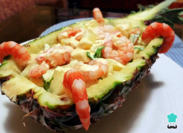 Recette d'Ananas farci aux crevettes