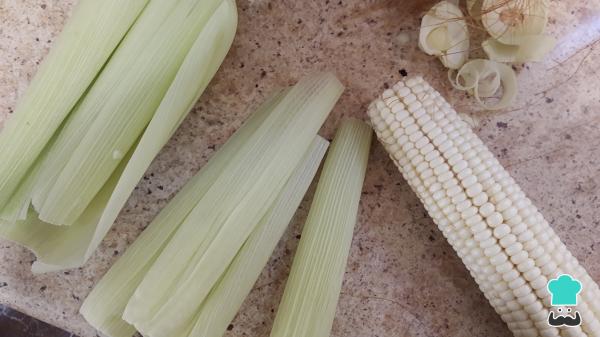 Recette de tamales de maïs blanc – Étape 1