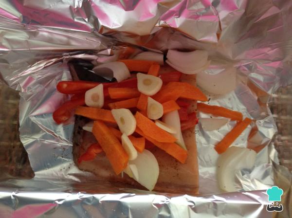 Recette de Saumon en papillote aux légumes - Étape 3