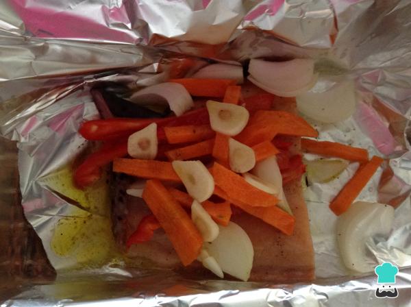 Recette de Saumon en papillote aux légumes - Étape 4