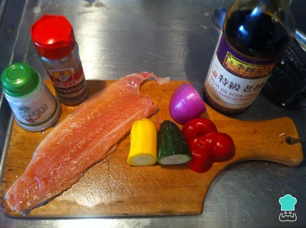 Recette de Truite au four aux légumes - Étape 1