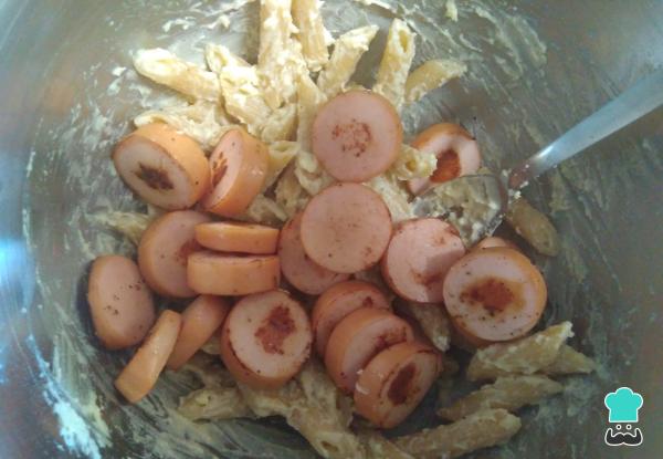 Recette de pâtes aux saucisses et au fromage - Étape 5