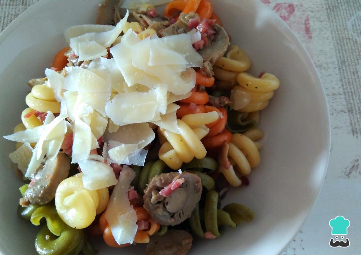 Recette de pâtes au jambon et aux champignons