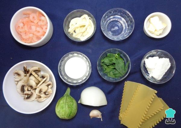 Recette de Lasagne aux crevettes et légumes - Étape 1