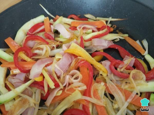 Recette de nouilles chinoises Trois délices - Étape 8