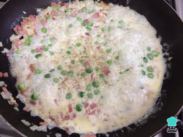 Recette de pâtes aux petits pois et bacon - Étape 5