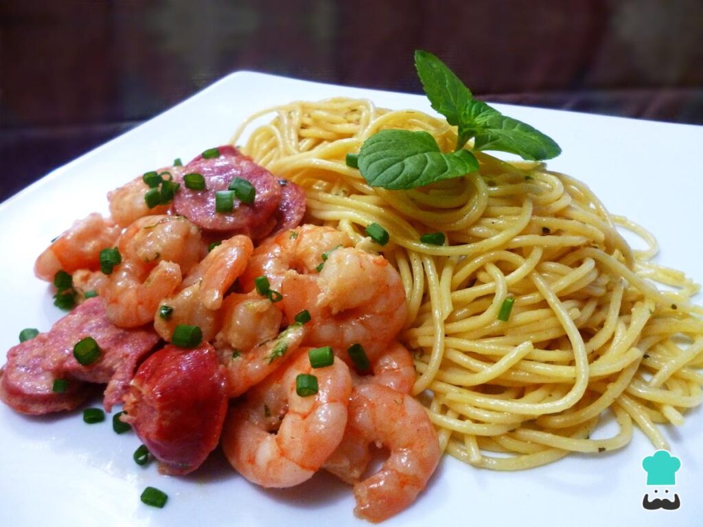 Recette de pâtes aux crevettes au paprika