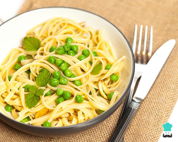 Recette de pâtes aux petits pois et épinards