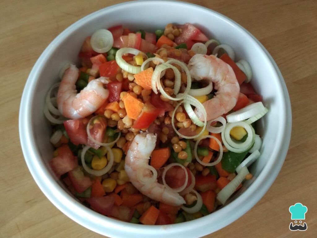 Recette de salade de lentilles aux crevettes
