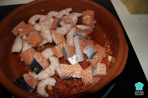 Recette de pâtes au saumon et crevettes sans crème - Étape 5