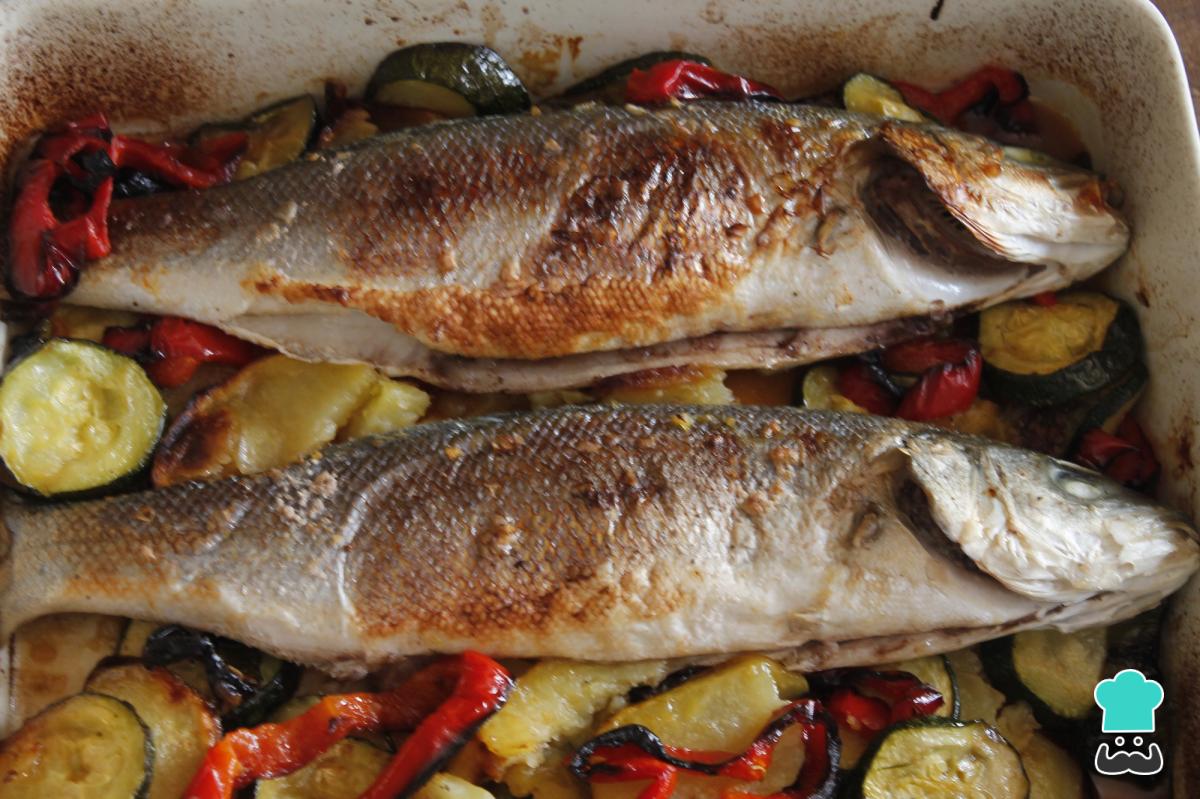 Recette de bar au four aux légumes