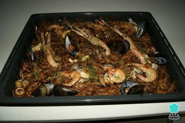Recette de fideuá aux fruits de mer au four