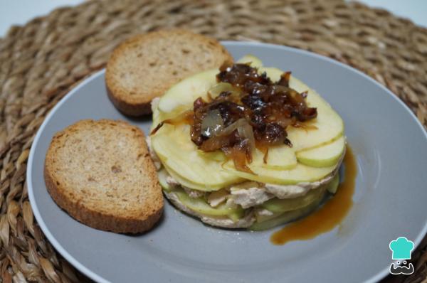Recette des Mille feuilles de foie à la pomme et oignon caramélisé