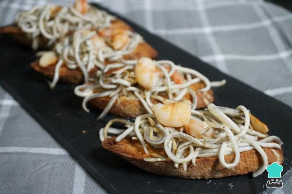Recette de toasts à l'anguille et aux crevettes