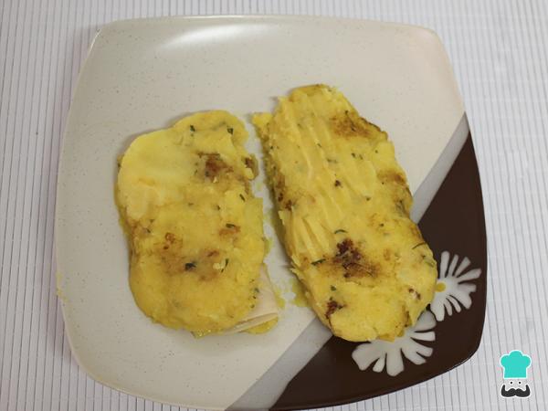 Recette de crêpe de pommes de terre au jambon d'York et au fromage - Étape 6