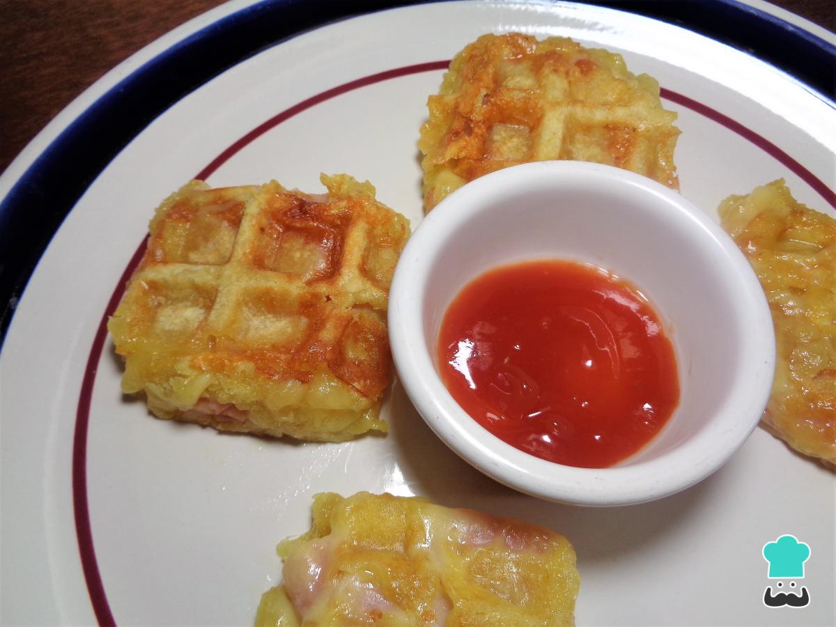 Recette de gaufres au jambon et au fromage
